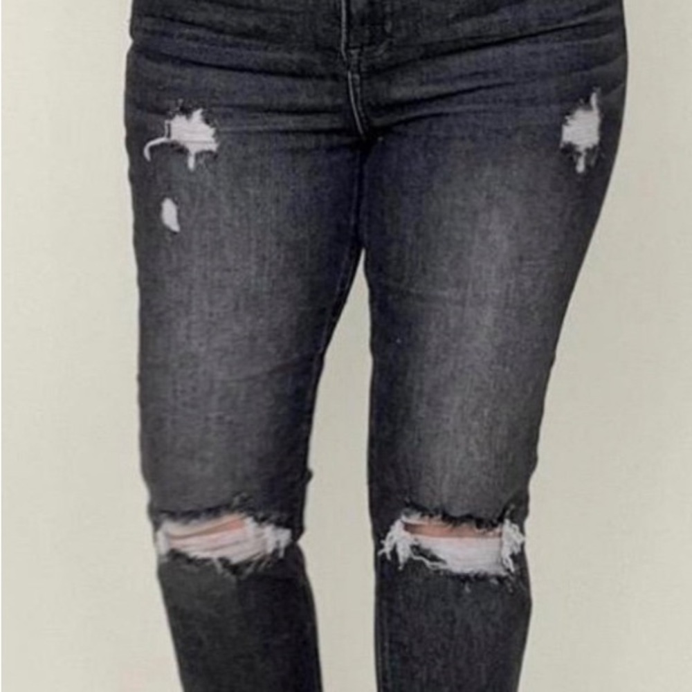 Risen Los Angeles Distressed Boyfriend Straight Cropped Jeans Raw Hem 1XL NWT